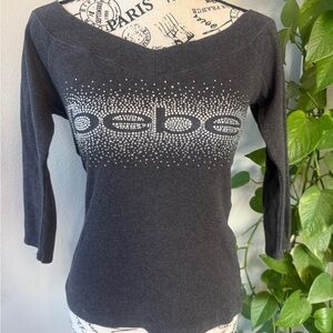 Bebe Bling Rhinestone Sweater Top size M
